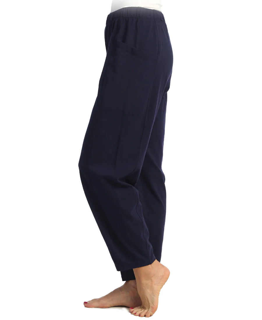 Mineral Washed Cotton Spandex Lantern Pants With Side Patch Pockets-  Colors+++