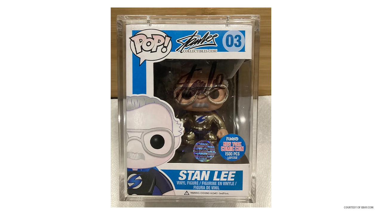 Set of Limited Edition Signed Stan Lee Funko Pop (Metallic)