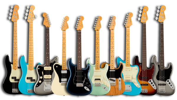 Fender American Professional II lineup of guitars and basses