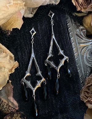 Petals of Divina Onyx Chandelier Earrings