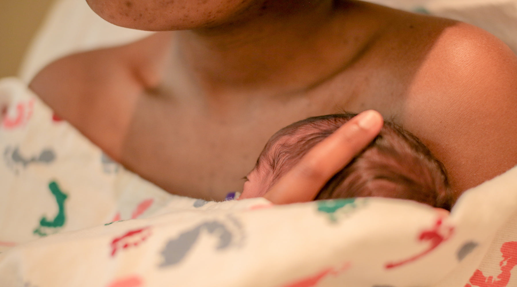 Mother and baby enjoying their first moments together.