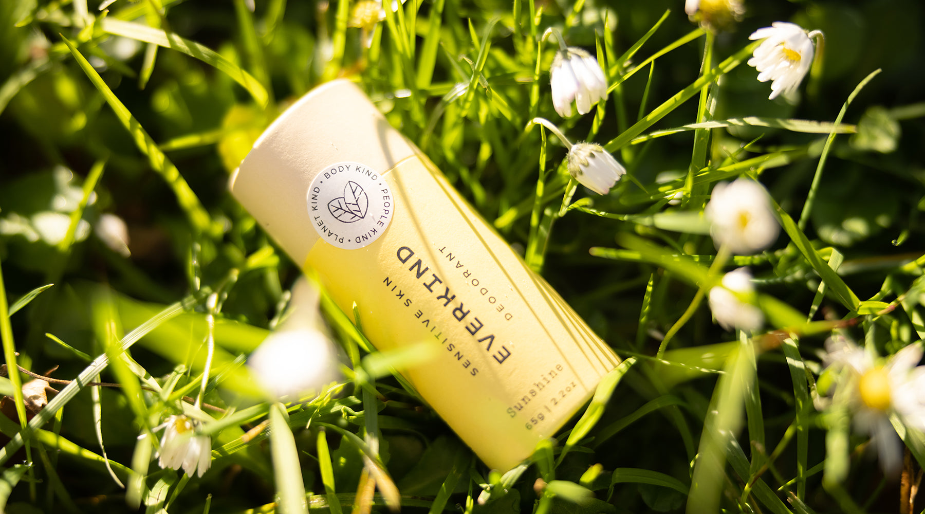 Photo of Everkind Sunshine, a bicarb-free and fragrance-free deodorant for the most sensitive of sensitive underarms.