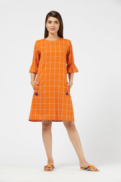 orange checkered dress