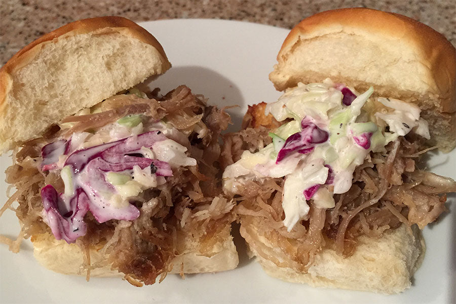 Kalua Pork Slider with Cole Slaw on Hawaiian Sweet Bread