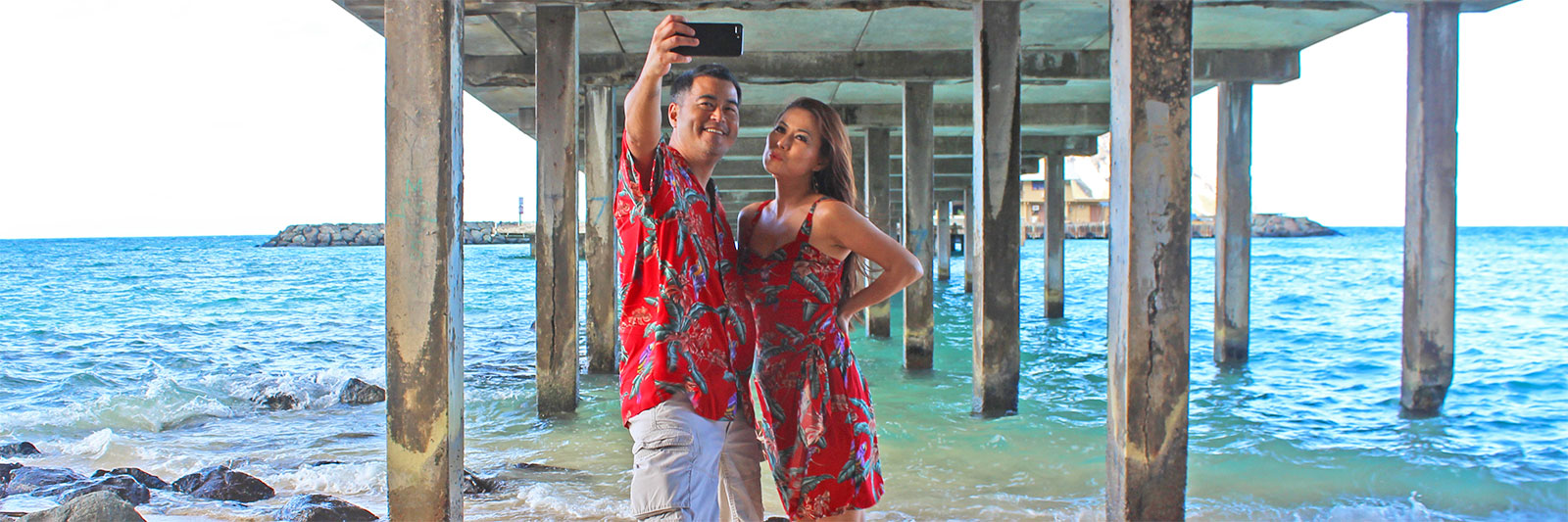 matching hawaiian shirt and dress