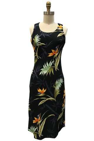 Bamboo Paradise black mid-length-tank dress