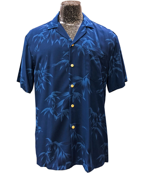 Bamboo Garden navy men's Hawaiian shirt by Paradise Found