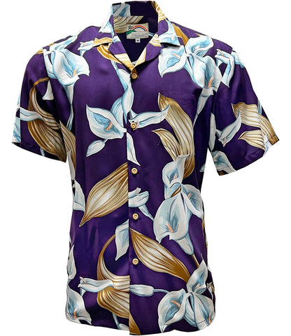 Men's Calla Lily Purple Hawaiian Shirt by Paradise Found