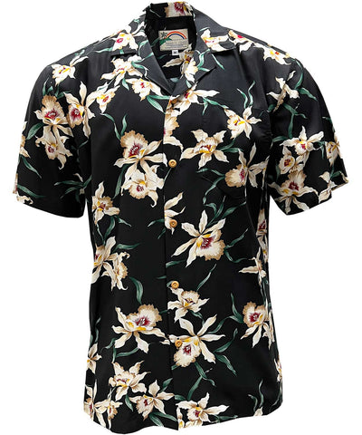 Star Orchid Hawaiian Shirt (Black) by Paradise Found