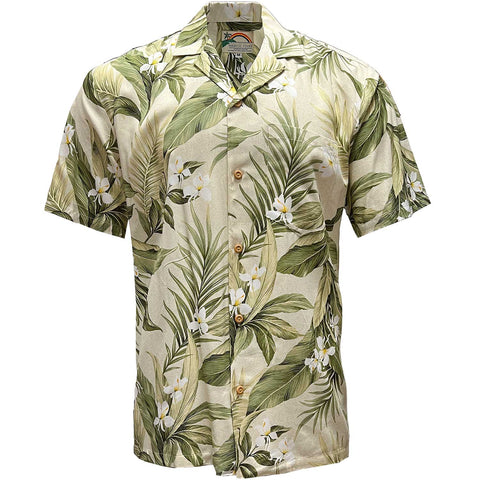Men's White Ginger Hawaiian Shirt in Khaki