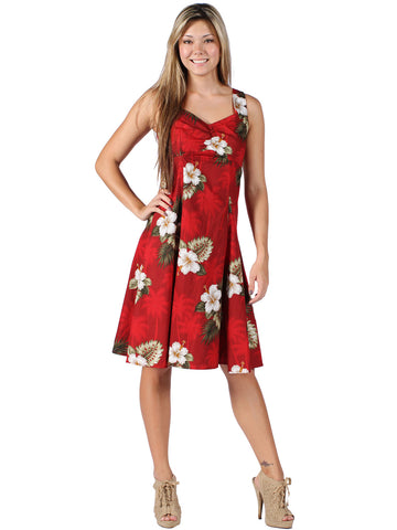 Kilauea Red Flounce Tank Dress