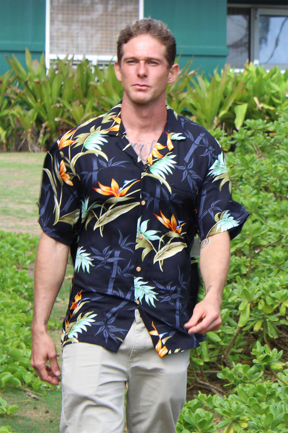 Yves in Bamboo Paradise Hawaiian shirt