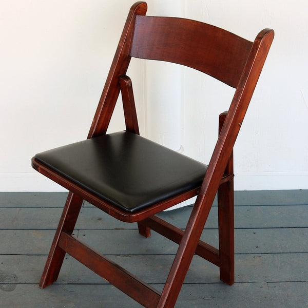 Mahogany Wooden Folding Chairs with Padded Seat - Heirloom ...