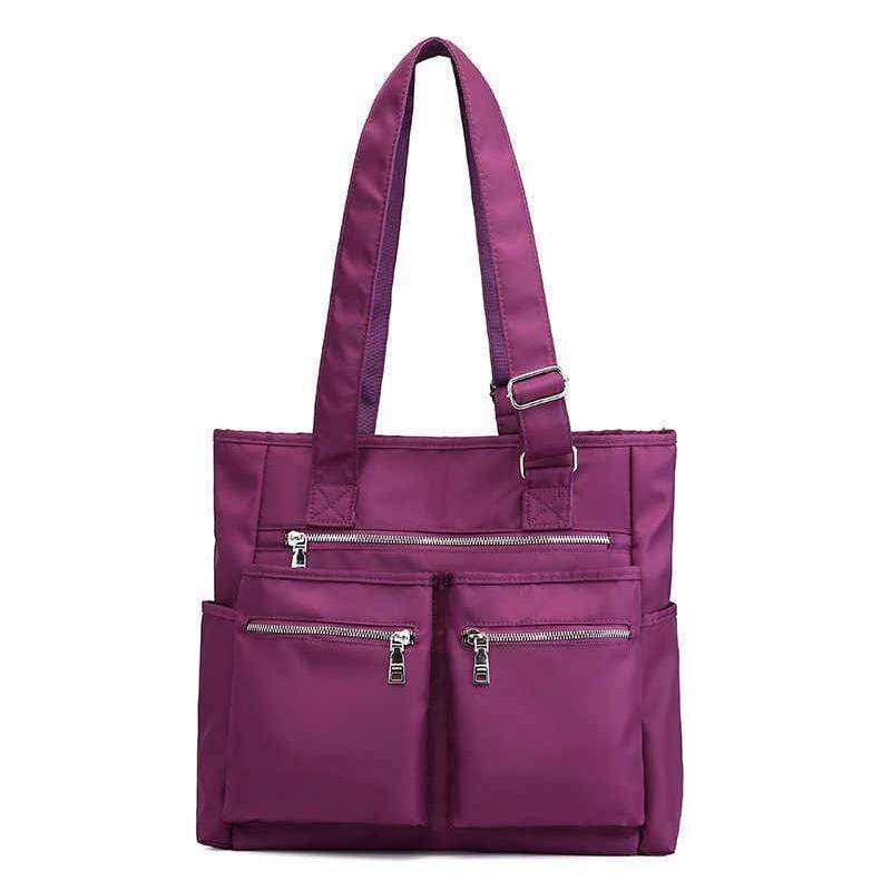 purple tote handbag