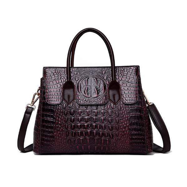 Women Retro Vintage Work Crocodile Leather Shoulder Bag Large Capacity ...