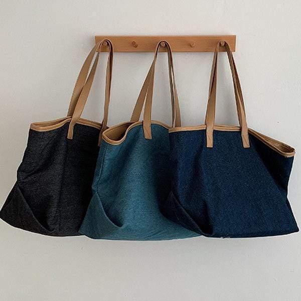 large denim tote bag