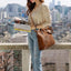 Women Vintage Stylish Large Capacity Multifunction Multi Pockets Leather Bag Set Handbag Crossbody Bag