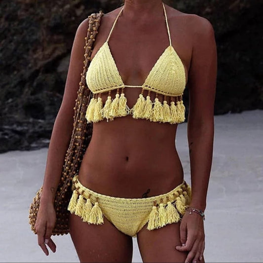 Swim, Ocho Rios Crochet Beaded Bralette Bikini