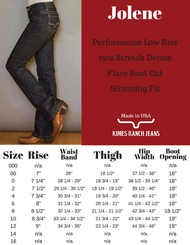Size Chart For Rock And Roll Cowgirl Jeans