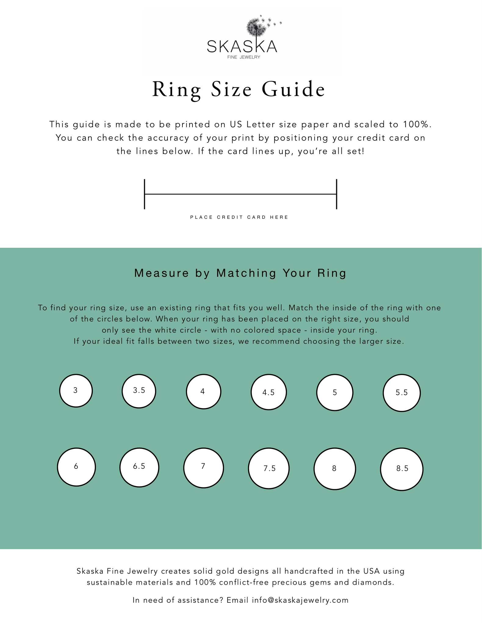 Printable or Digital Ring Size Guide – Skaska Jewelry