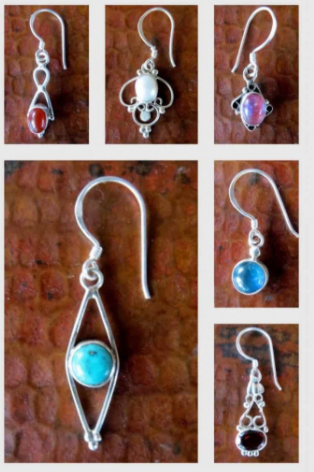 Dainty Sterling Silver Earrings with Small Stone - CJ Gift Shoppe