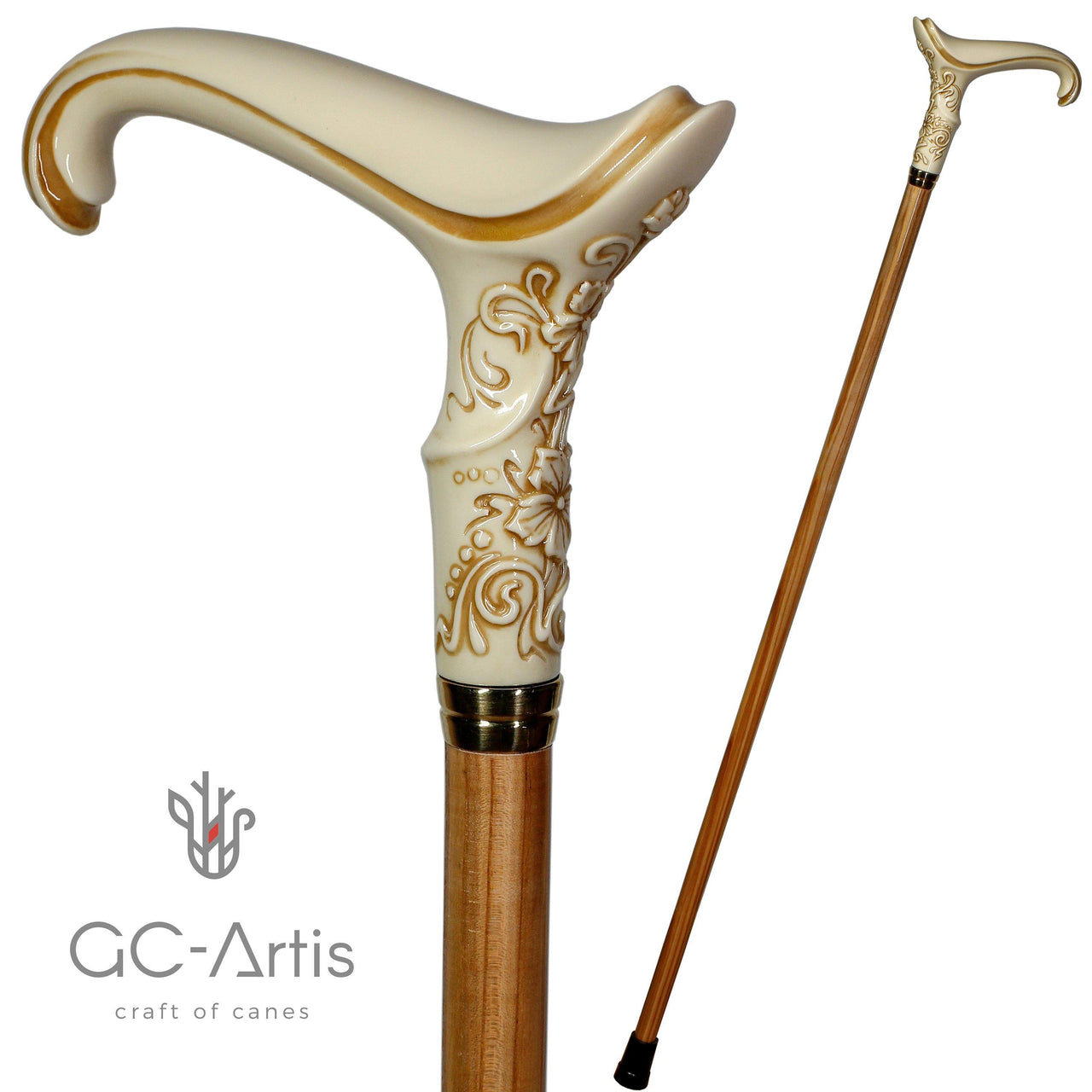 Elegant Ladies Female Light Ivory Color Walking Stick Cane 6025