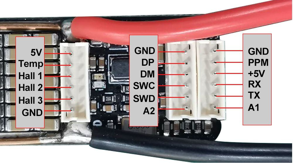 Mini VESC6 based controller 30A 10S Pin defination