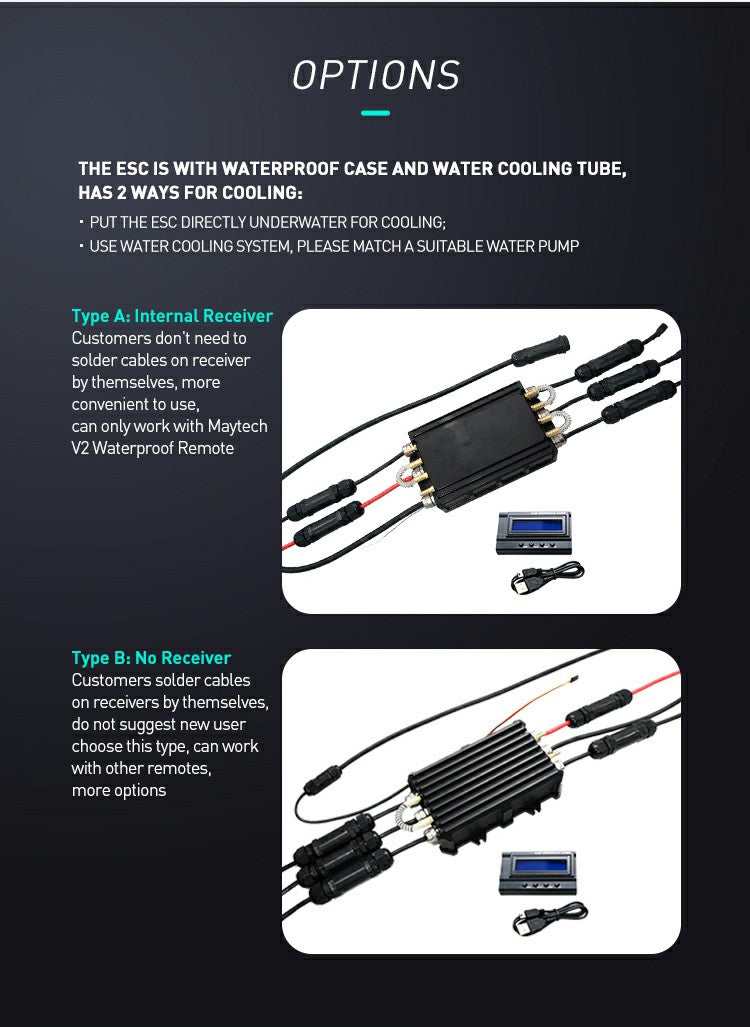 (Plug and Play) Maytech Fully Waterproof Efoil Kits with MTI65162 Motor + 300A ESC + 1905WF Remote + Progcard