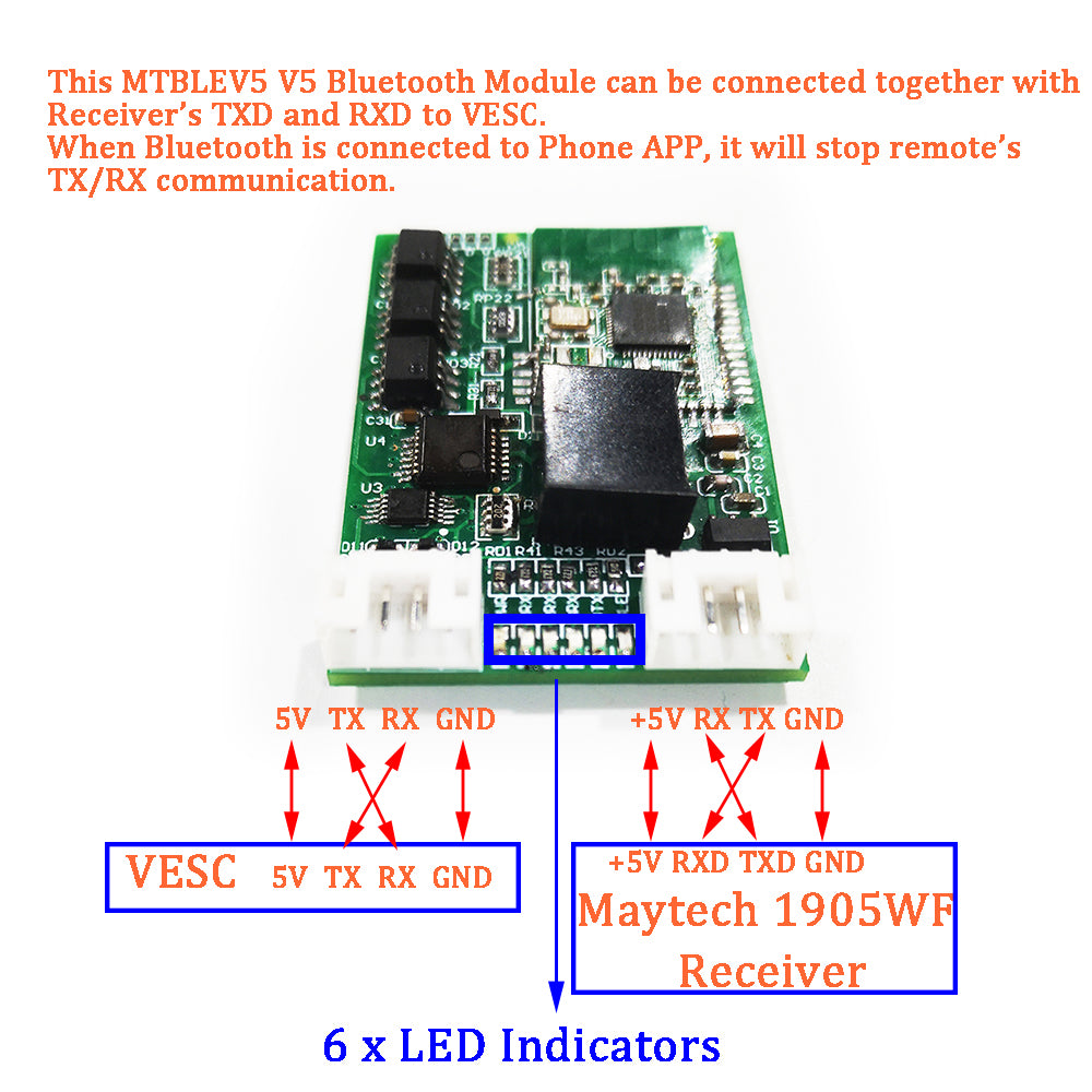 Maytech V5 Bluetooth Module MTBLEV5 for communication with VESC VESC6 VESC75 VESC4