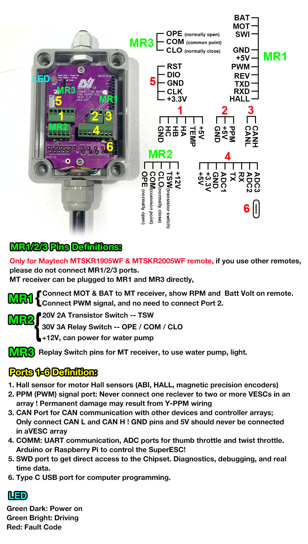Maytech IP68 Fully Waterproof 300A VESC75 based speed controller For Electric Boat Surfboard Efoil