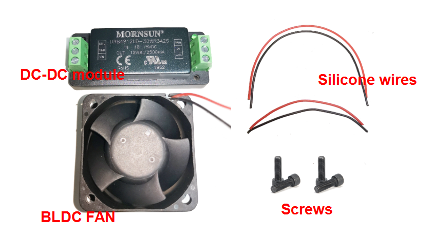 cooling fan and dc-dc module for Maytech New 200A MTVESC6.12 SUPERCASE200A VESC6 based controller for Robotics Efoil Electric Surfboard e-Skateboard