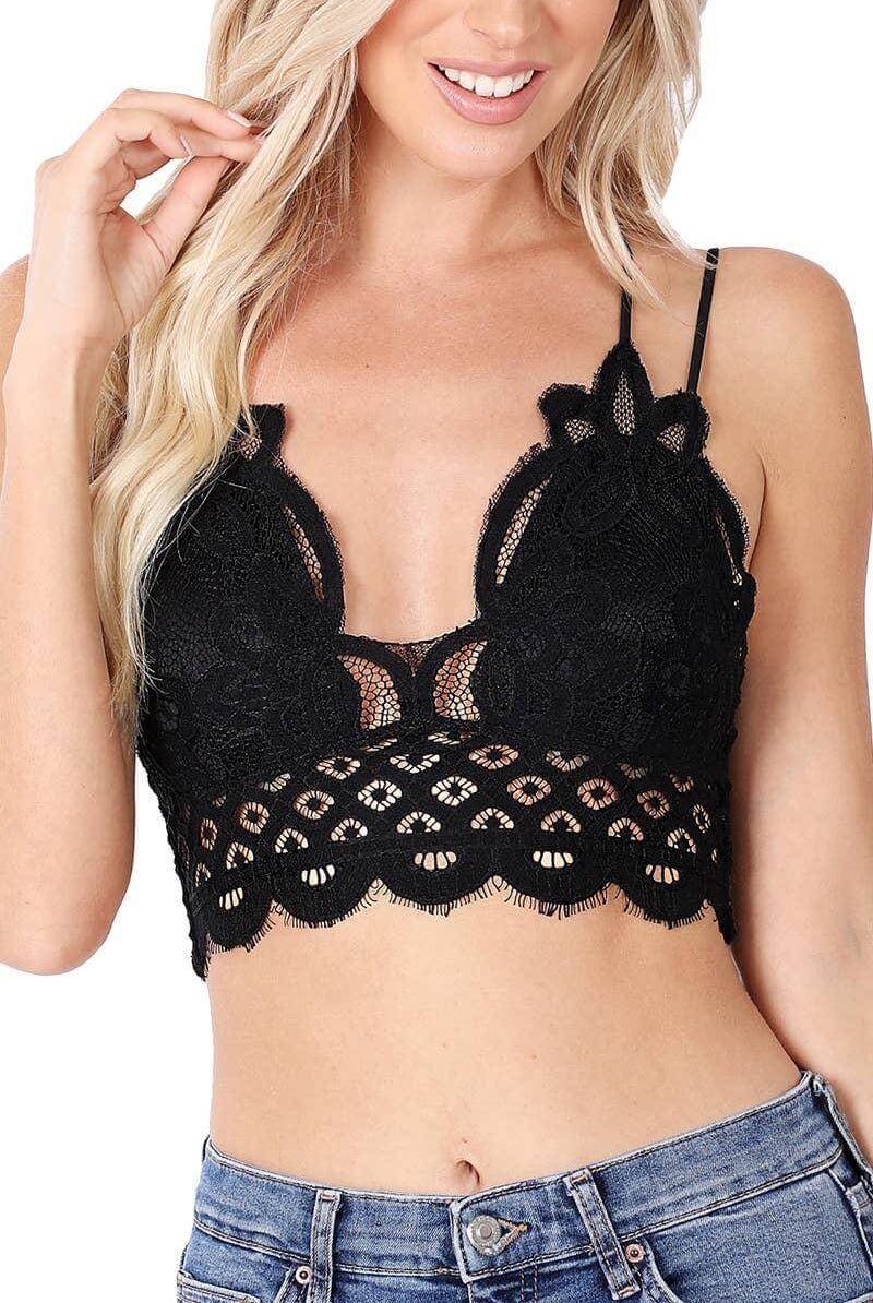 Floral Lace Bralette Cami Crop Top Adjustable Strap Sexy Cute Scalloped Hem  Black Lilac White Spring Summer Mother's Grad Gift -  Canada