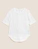 Pure Linen Round Neck Short Sleeve Boxy Top