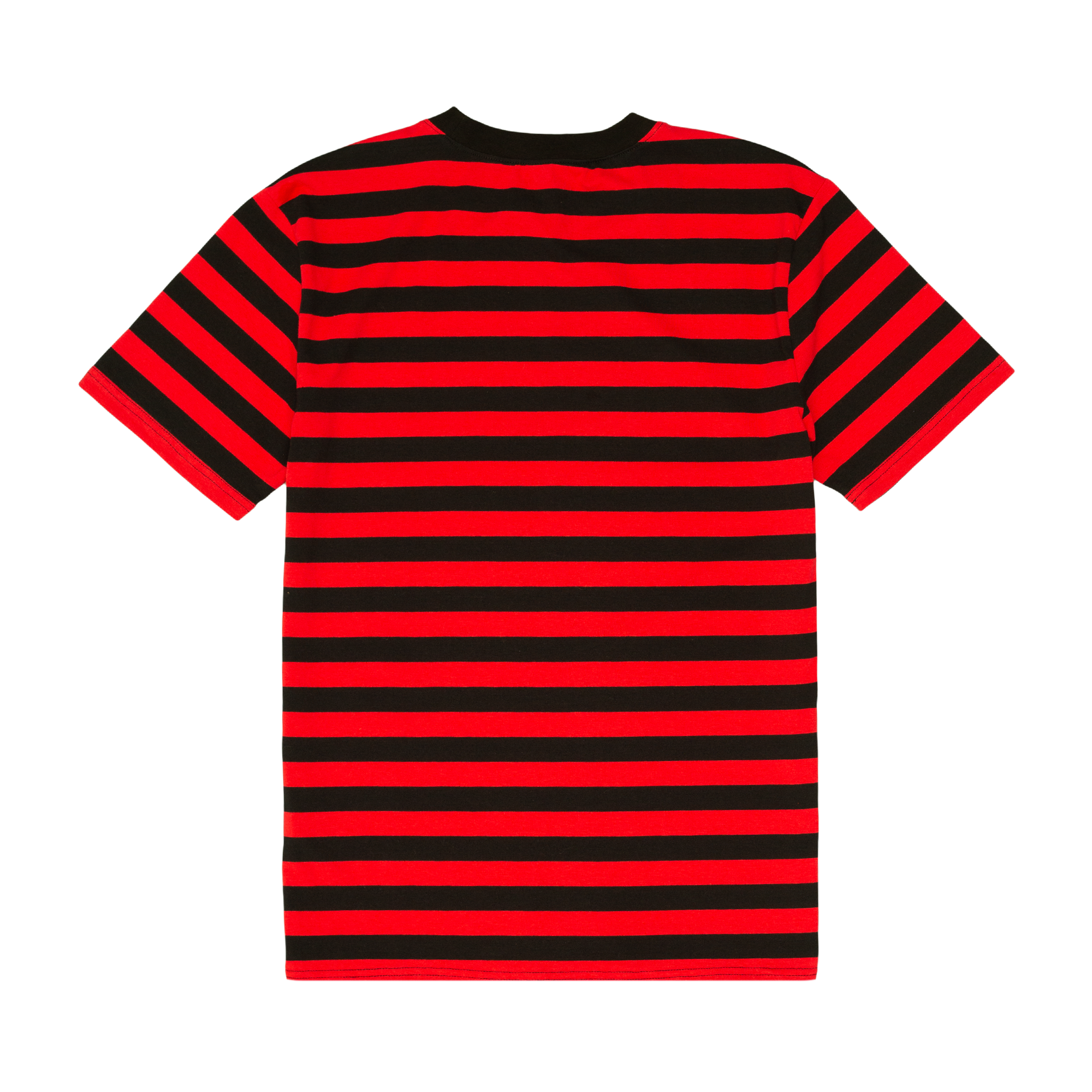 black red and white striped shirt