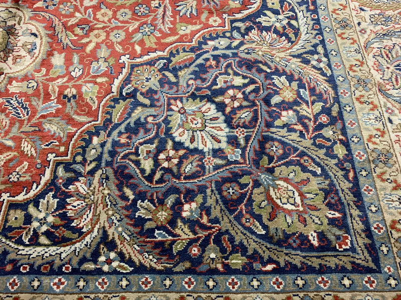 Vintage Handmade 7x10 Red and Ivory Anatolian Turkish Silk Hereke Distressed Area Rug