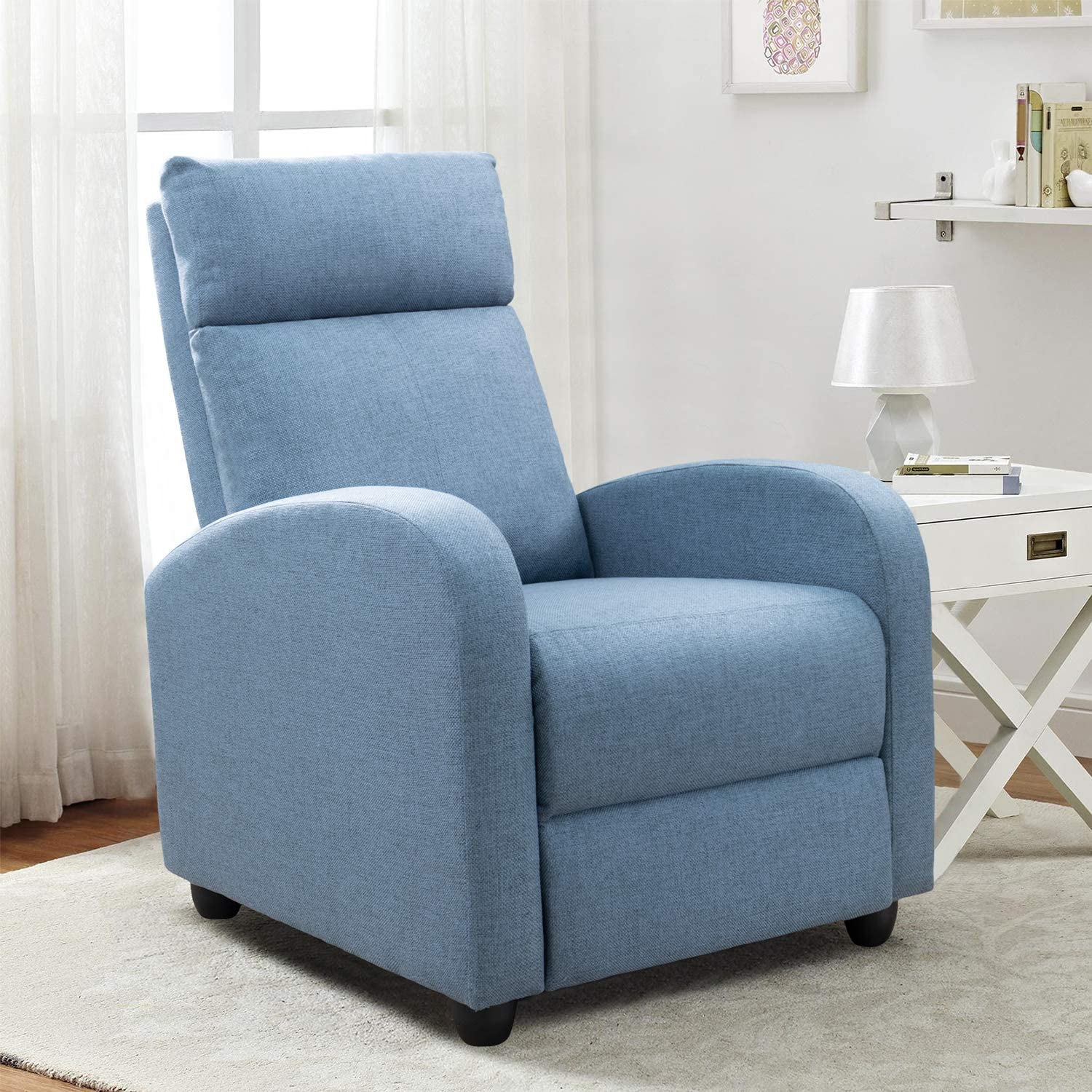 Furniwell Fabric Recliner Chair Adjustable Modern Home Theater Seating