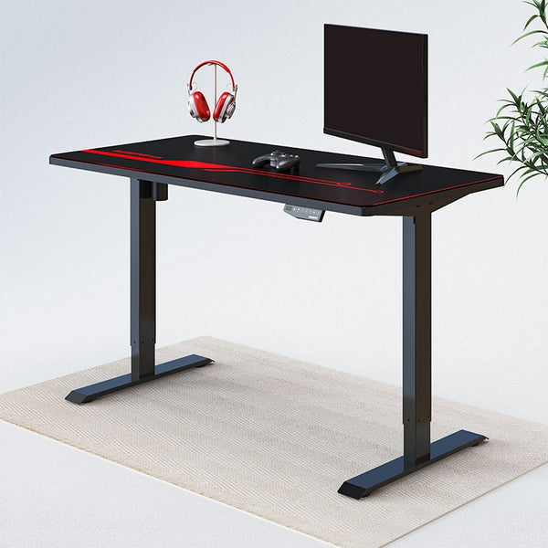 Gaming Desk 58 with LED Strip & Power Outlets, L-Shaped Computer Corner Desk  Carbon Fiber Surface with Monitor Stand, Ergonomic Gamer Table with Cup  Holder, Headphone Hook, Black 