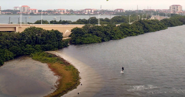 A kiteboarder riding at Tiera Verdi Tampa Bay