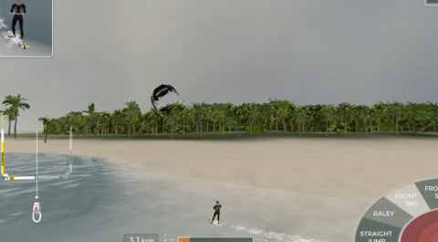 screenshot from a kiteboard simulation app