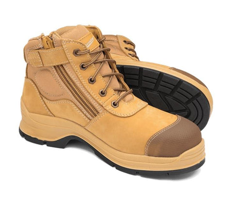 Blundstone 992 Side Zip Lace Up Steel Cap Boot Wheat