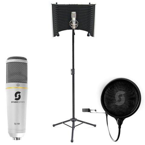 Editors Keys vocal booth, SL150 microphone and pop filter recording bundle