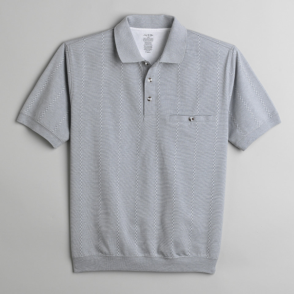 David Taylor Collection Men's Banded Bottom Polo Shirt Light Grey – 200 ...