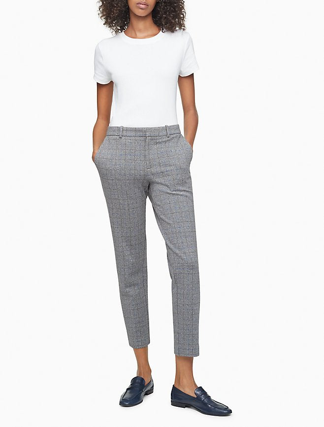 Calvin Klein Windowpane Plaid 4-Pocket Cropped Pants