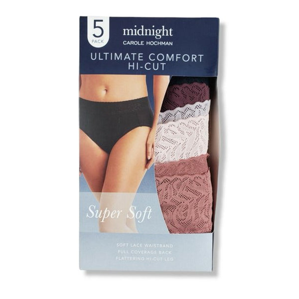 Midnight by Carole Hochman Hi Cut 5-pack Womens Intimates panties Multi  Size S