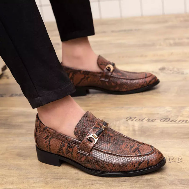 snake leather loafers