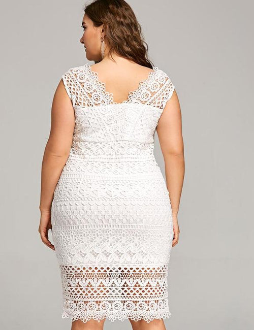 plus size white pencil dress