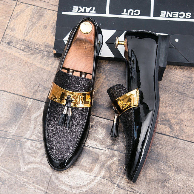 black gold dress shoes