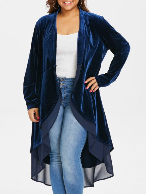 plus size velvet coat