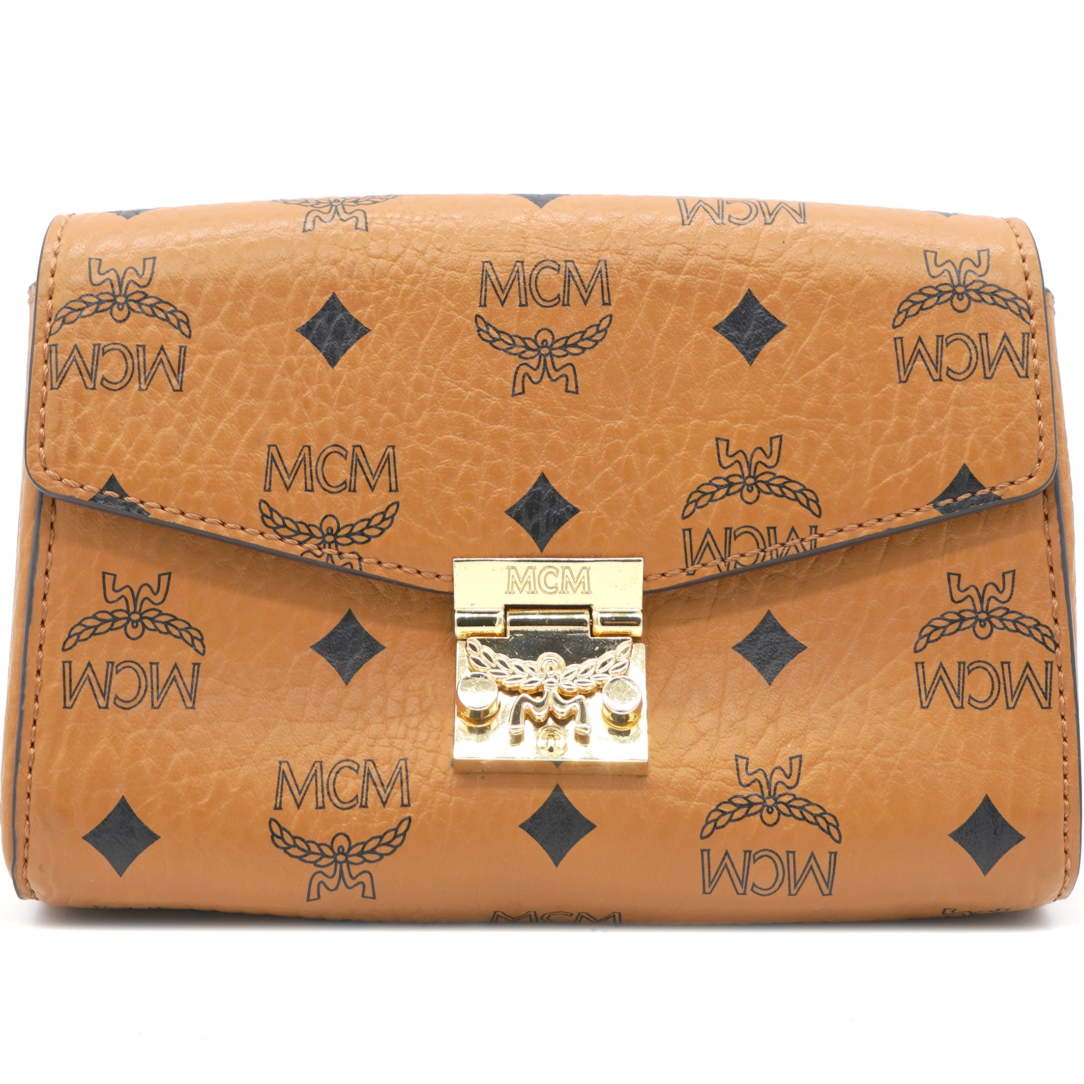 MCM Cognac Patricia Visetos Small Satchel Bag at FORZIERI