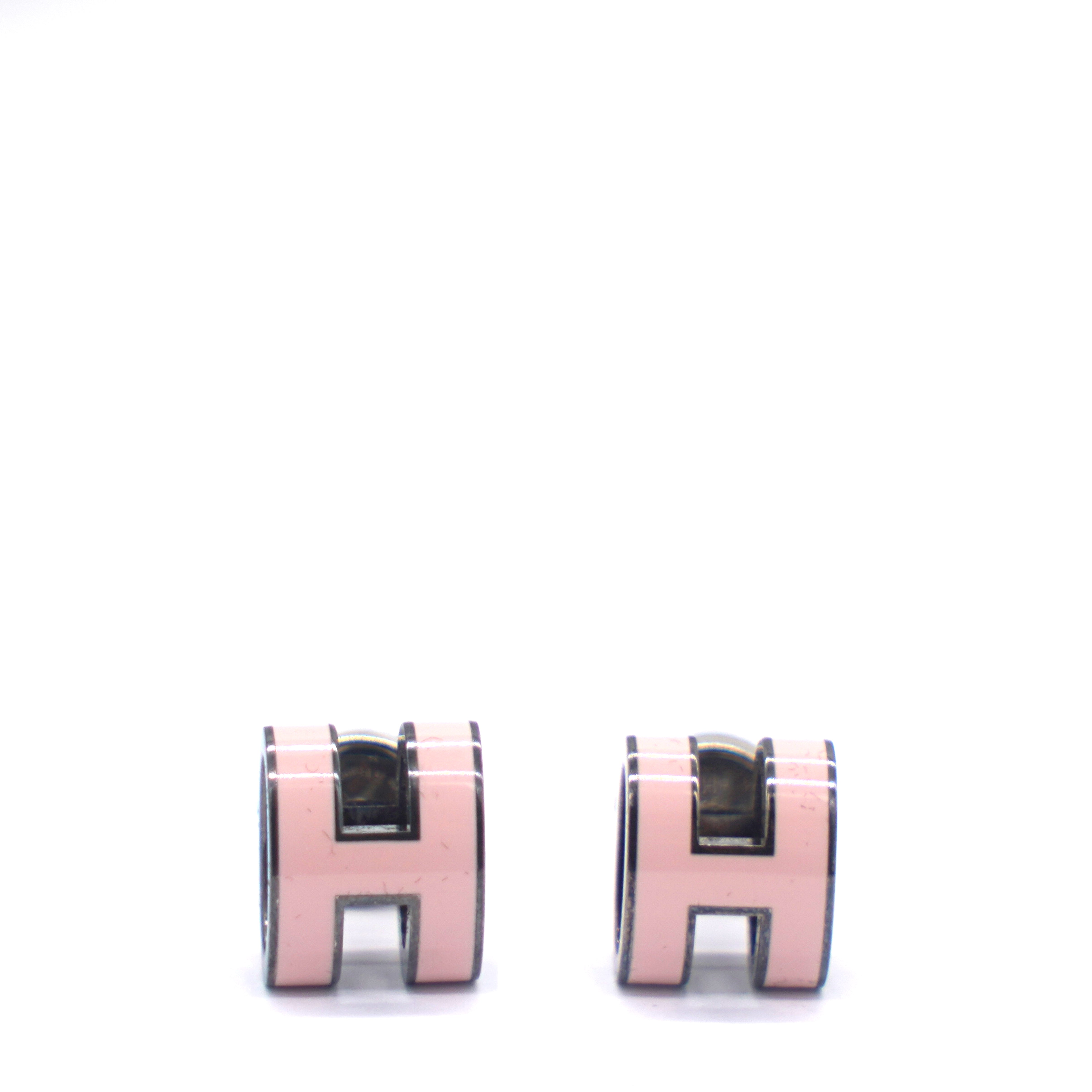 Image of Lacquered Pop H Mini Earrings Pink